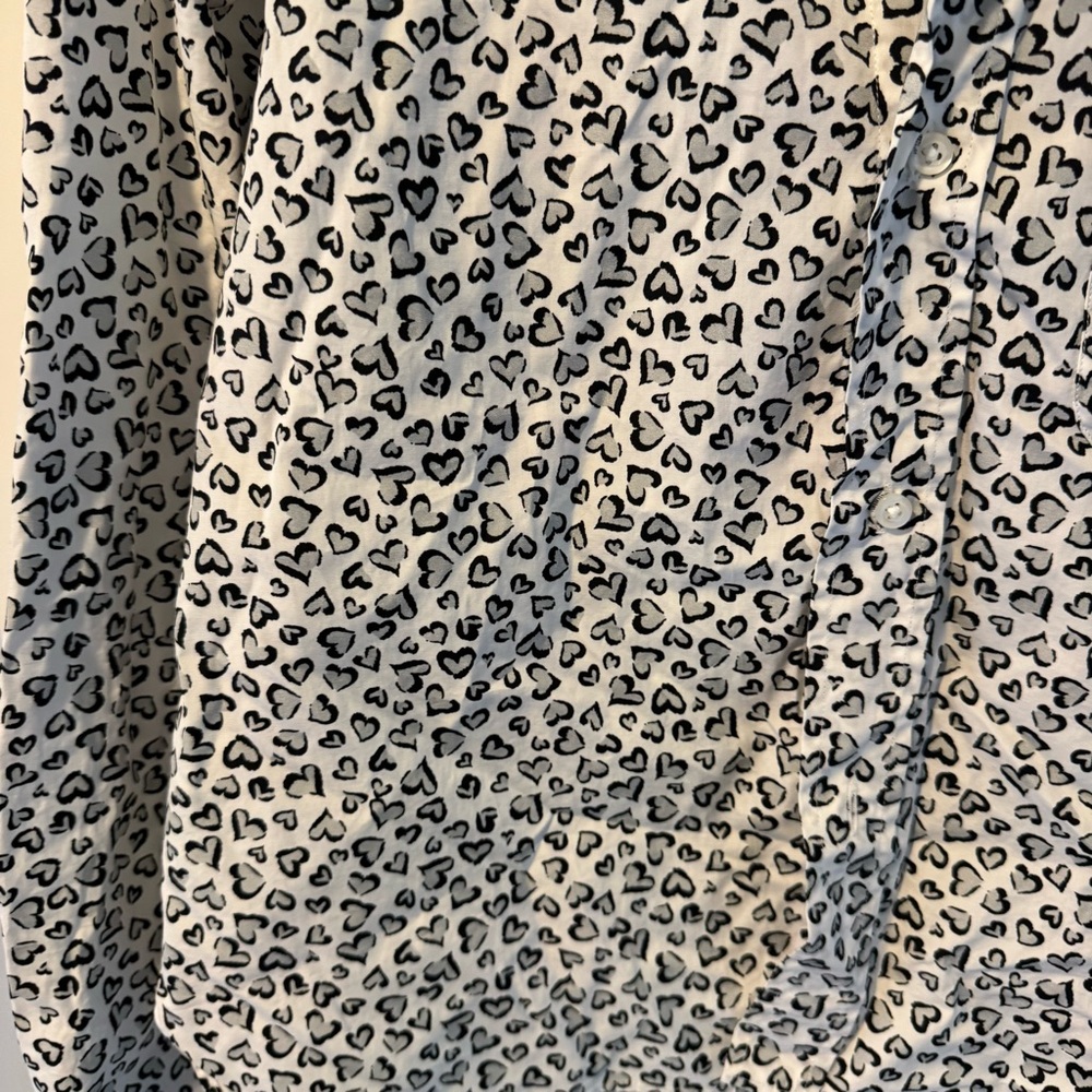 Frank & Eileen “Sylvio” Button down gray black and white cotton heart shirt | S - Picture 5 of 7